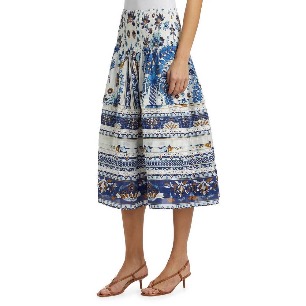 NEW FARM RIO ana tapestry cotton midi skirt in blue/white - Picture 3 of 7